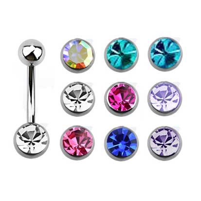 Belly Banana Barbell Stainless Steel Single Jewelled 10mm BJ1003.10 - Rossan Distributors