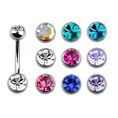Belly Banana Barbell Stainless Steel Double Jewelled BJ1007.10 - Rossan Distributors
