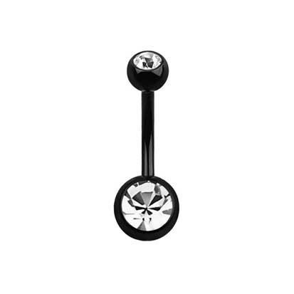 Belly Banana Barbell Black Double Jeweled BJ1007BLK