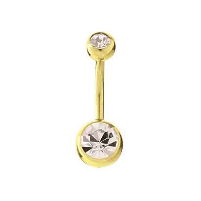 Belly Banana Barbell Gold PVD Double Jewelled BJ1007G - Rossan Distributors