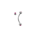 Banana Barbell Stainless Steel Jewelled Micro 1.2mm x 8mm BJ1188 - Rossan Distributors