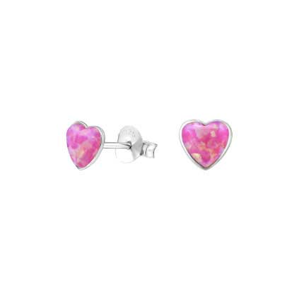 Silver Heart Stud with Bubble Gem Opal FE4563BG - Rossan Distributors