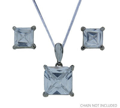 Cubic Zirconia Pendant Set Square FE4590 - Rossan Distributors