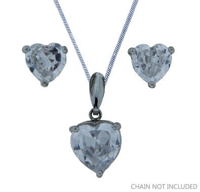 Cubic Zirconia Pendant Set Heart FE4592 - Rossan Distributors