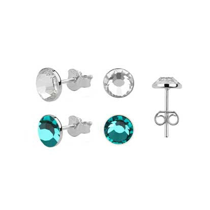 Duo Pack Flattop Crystal Stud Blue Zircon FE4732BZ - Rossan Distributors