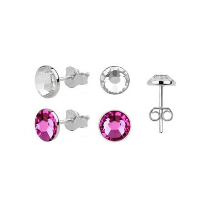 Duo Pack Flattop Crystal Stud Fuschia FE4732FU - Rossan Distributors