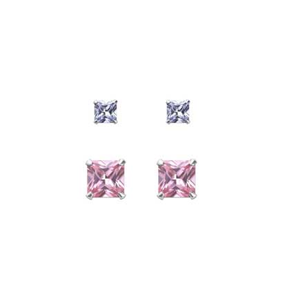 Duo Pack Square CZ Stud FE4734 - Rossan Distributors
