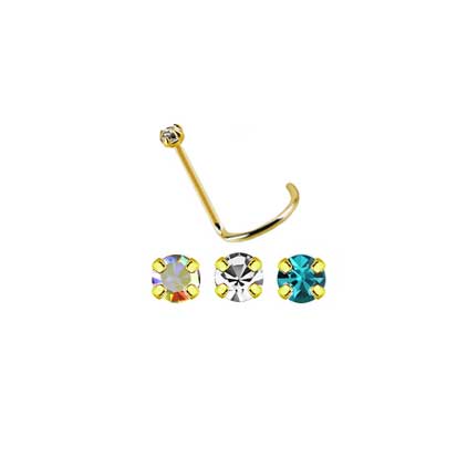 Twist Post 18ct Gold Jeweled Nose Stud NS1026 - Rossan Distributors