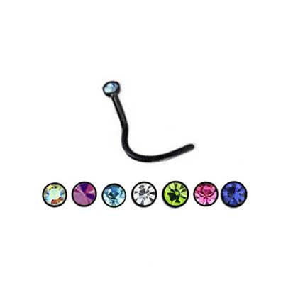 Twist Post Anodised Steel Jeweled Nose Stud NS1035 - Rossan Distributors