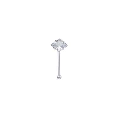 Nose Bone Silver square Jewelled NS4100C