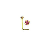 Bent Post Gold Plated Jewelled Nose Studs NS5096 - Rossan Distributors