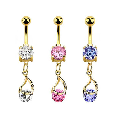 Dangling Stone Drop Gold BJ1325