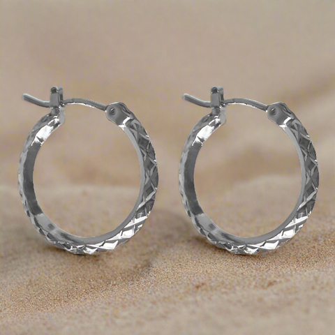 20mm Diamond Cut Hoop Silver FE4321