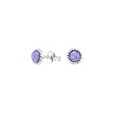 Silver Round Stud with Bubble Gum Opal FE4561BG)