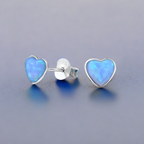 Silver Heart Stud with Azure Opal FE4563A