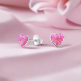 Silver Heart Stud with Bubble Gem Opal FE4563BG