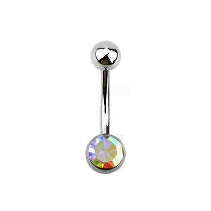 Belly Banana Barbell Stainless Steel Single Jewelled 10mm BJ1003.10 - Rossan Distributors