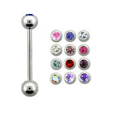 Barbell Stainless Steel Jewelled 1.6mm BJ1006J.16