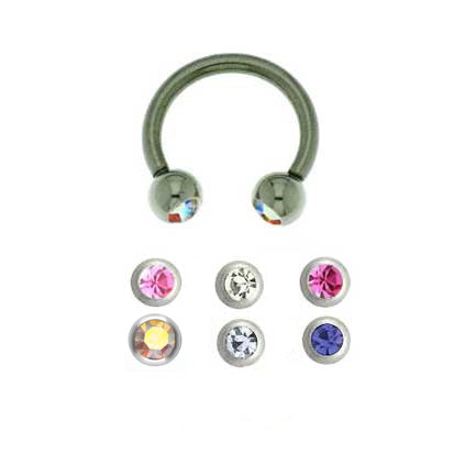 Circular Barbell Stainless Steel Jewelled  BJ1077 1.6x10mm