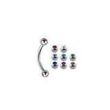 Banana Barbell Stainless Steel Jewelled Micro 1.2mm x 8mm BJ1188 - Rossan Distributors