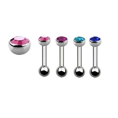 Barbell Stainless Steel Jewelled Micro 1.2mm x 6mm BJ1218.6