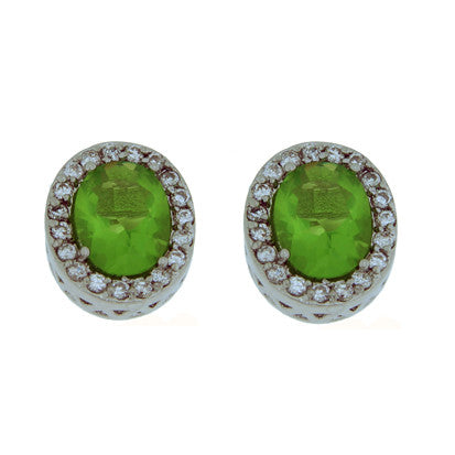 Oval Stone with Peridot Cubic Zirconias FE4270 - Rossan Distributors
