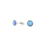 Silver Round Stud with Azure Opal FE4561A - Rossan Distributors