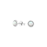 Silver Round Stud with Fire Snow Opal FE4561Sa - Rossan Distributors