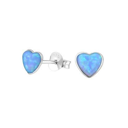 Silver Heart Stud with Azure Opal FE4563A - Rossan Distributors