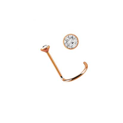Twist Post 18ct Rose Gold Jeweled Nose Stud NS1025RC