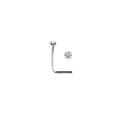 Bent Post Sterling Silver Tiny Jewelled Nose Studs NS4093