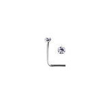 Bent Post Sterling Silver Tiny Jewelled Nose Studs NS4093